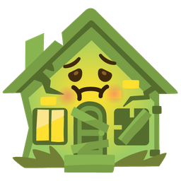 Derelict house and Face screaming in fear