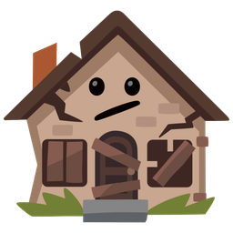 Derelict house and Face with diagonal mouth