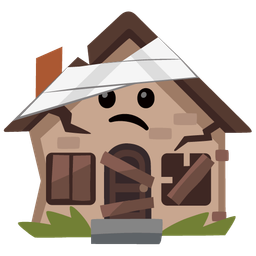 Derelict house and Face with head-bandage