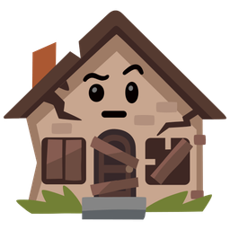 Derelict house and Face with raised eyebrow