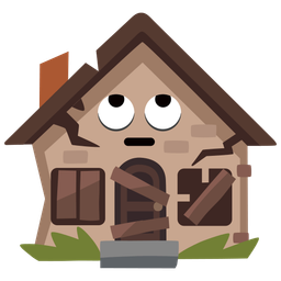 Derelict house and Face with rolling eyes