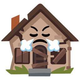 Derelict house and Face with steam from nose