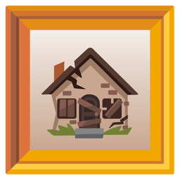 Derelict house and Framed picture