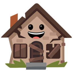 Derelict house and Grinning face