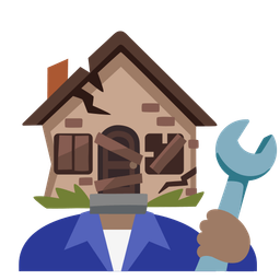 Derelict house and Hammer and wrench