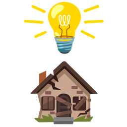 Derelict house and Light bulb