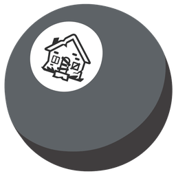 Derelict house and Pool 8 ball