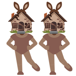 Derelict house and Rabbit face