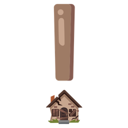 Derelict house and Red exclamation mark