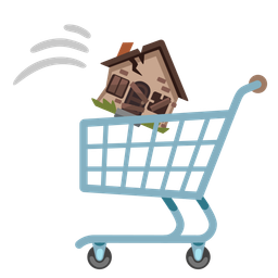 Derelict house and Shopping cart