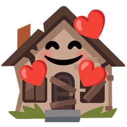 Derelict house and Smiling face with hearts