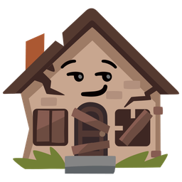 Derelict house and Smirking face