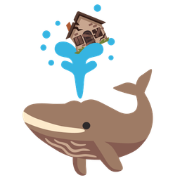 Derelict house and Spouting whale