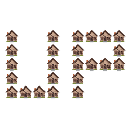 Derelict house and UP! button