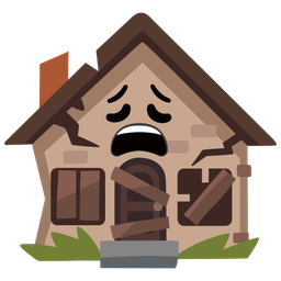 Derelict house and Weary face