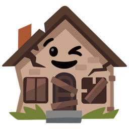 Derelict house and Winking face