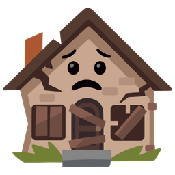 Derelict house and Worried face