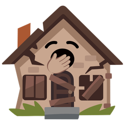 Derelict house and Yawning face