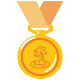 Desert island and 1st place medal