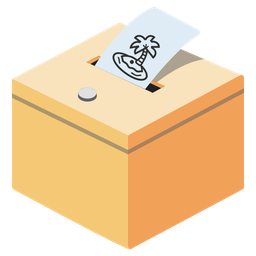 Desert island and Ballot box with ballot