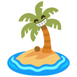 Desert island and Beaming face with smiling eyes