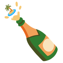 Desert island and Bottle with popping cork