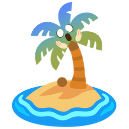 Desert island and Face screaming in fear