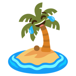 Desert island and Face with tears of joy