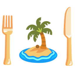 Desert island and Fork and knife with plate