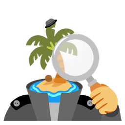 Desert island and Magnifying glass tilted right