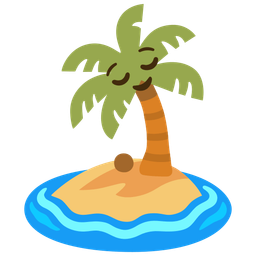 Desert island and Relieved face