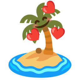 Desert island and Smiling face with hearts