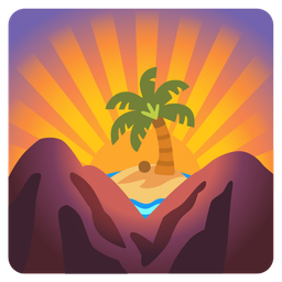 Desert island and Sunrise over mountains