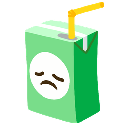 disappointed face and beverage box