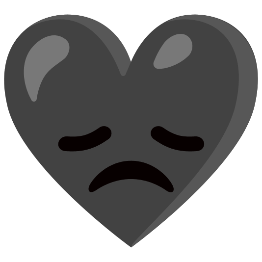 Disappointed face and Black heart