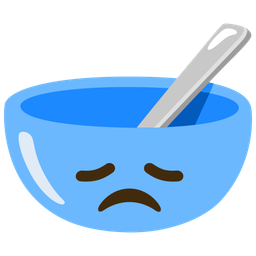 disappointed face and bowl with spoon
