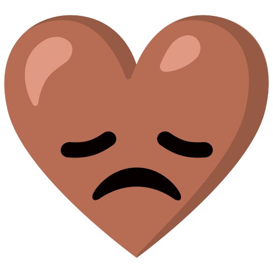 Disappointed face and Brown heart