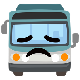 disappointed face and bus