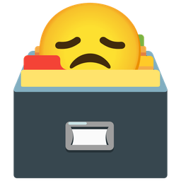 disappointed face and card file box