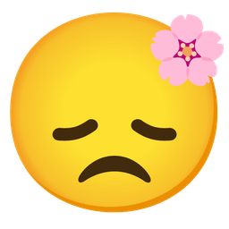 disappointed face and cherry blossom