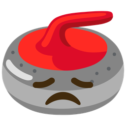disappointed face and curling stone