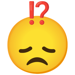 disappointed face and exclamation question mark