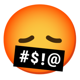 disappointed face and face with symbols on mouth