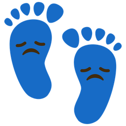 disappointed face and footprints