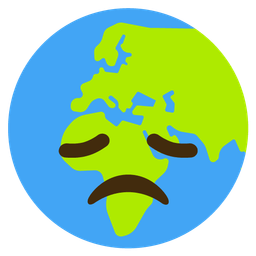 disappointed face and globe showing Europe-Africa