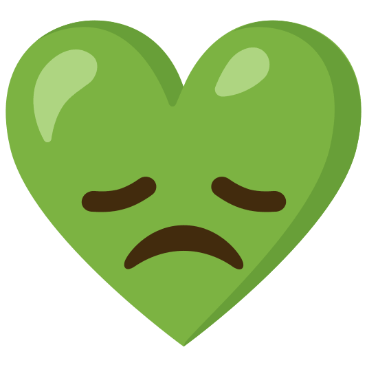 Disappointed face and Green heart