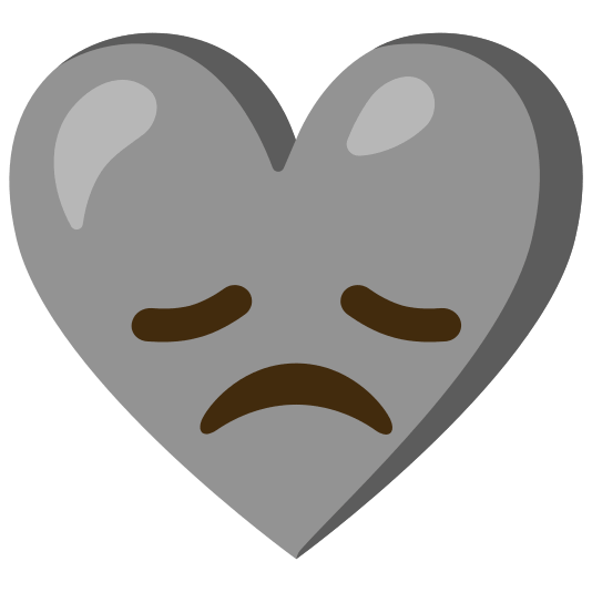 Disappointed face and Grey heart