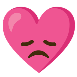 disappointed face and heart with ribbon