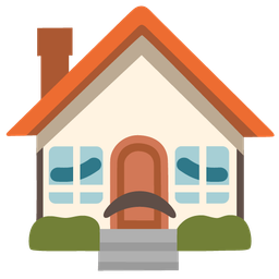 disappointed face and house