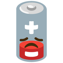 disappointed face and low battery